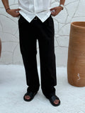 FAME men's gabardine cotton pants with side pockets and matching belt in beige, regular fit casual trousers for men in Egypt.