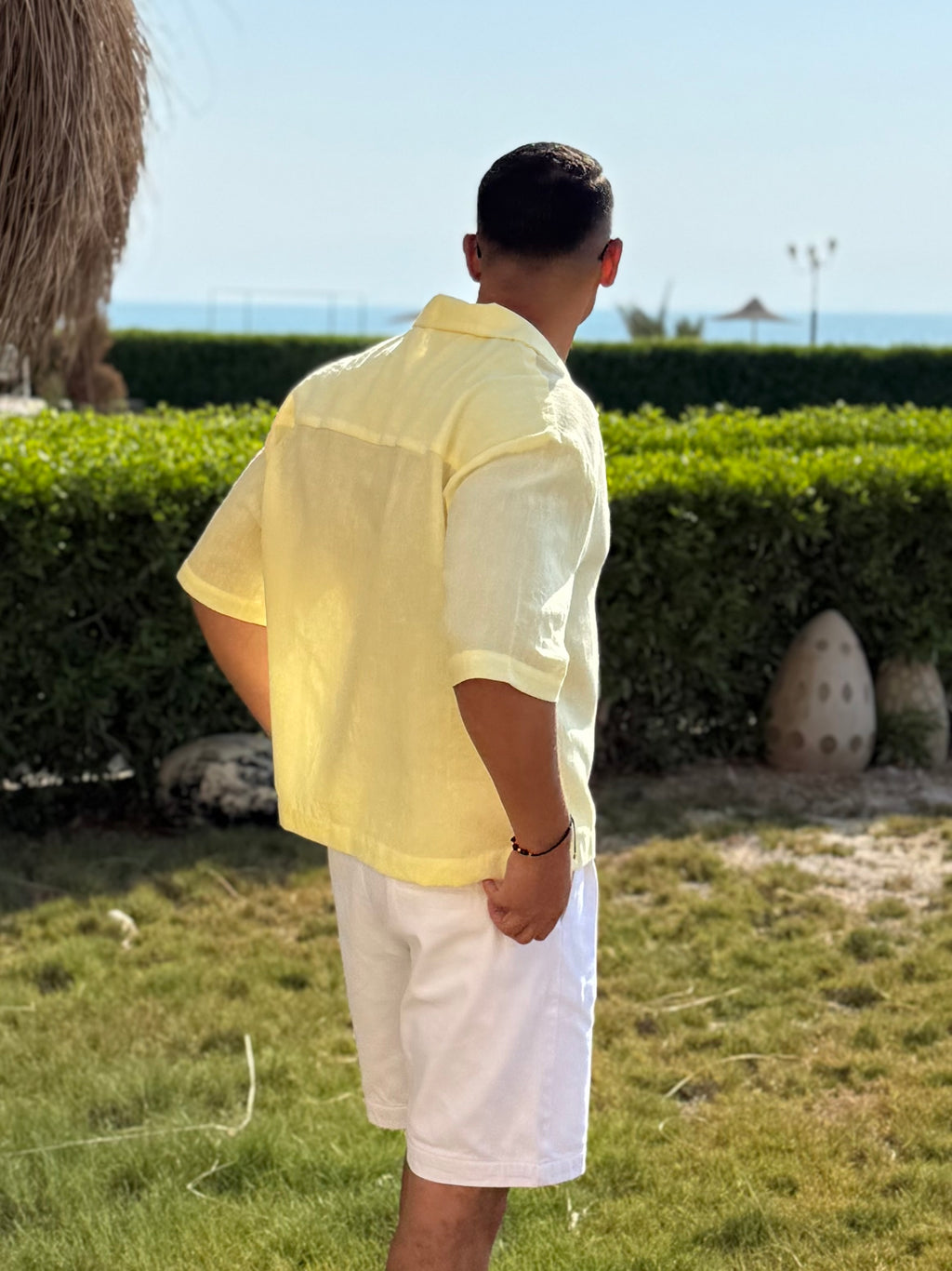Linen shirt with half sleeves