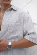 Linen shirt Striped with half sleeves