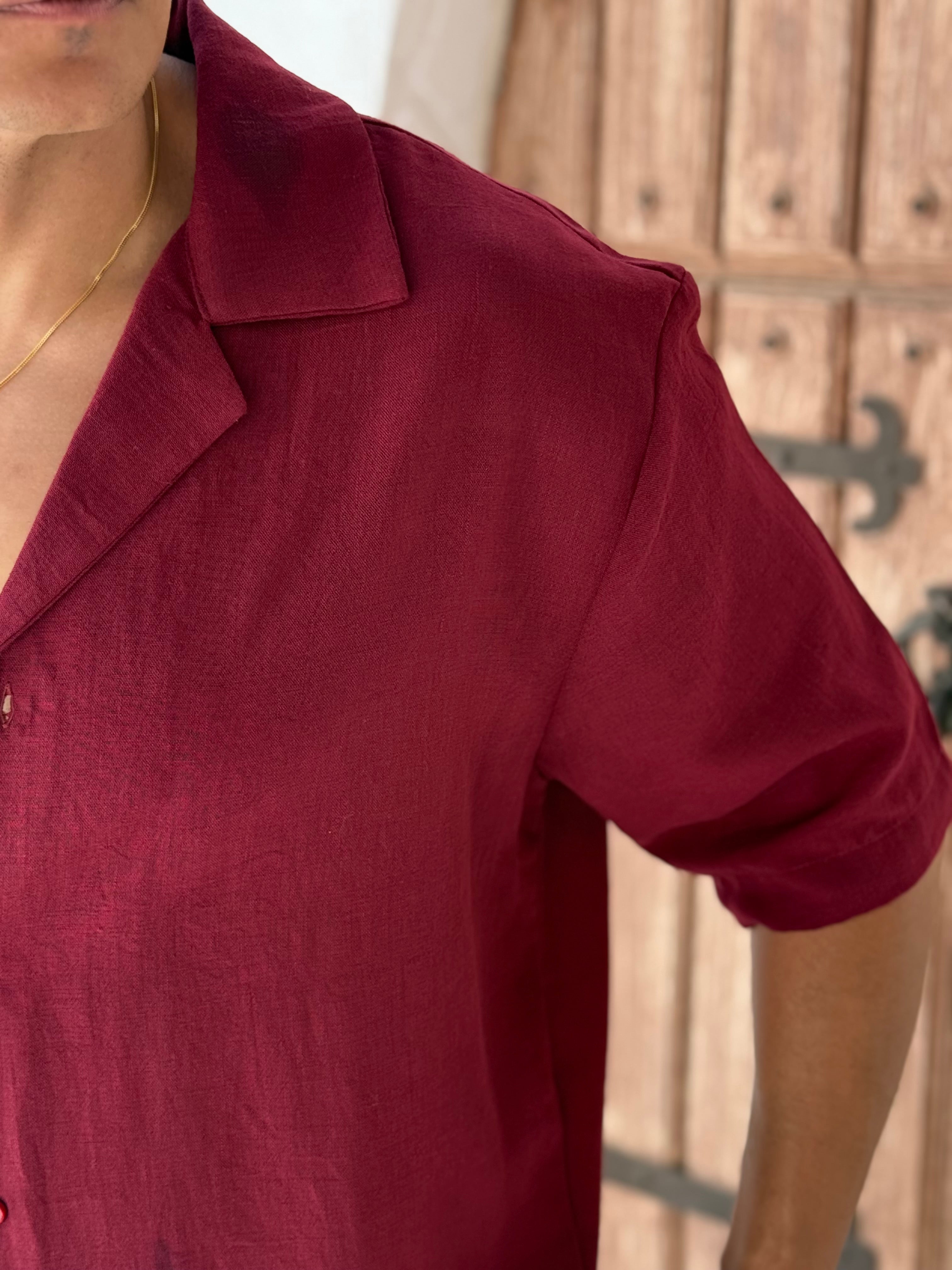 Linen shirt with half sleeves