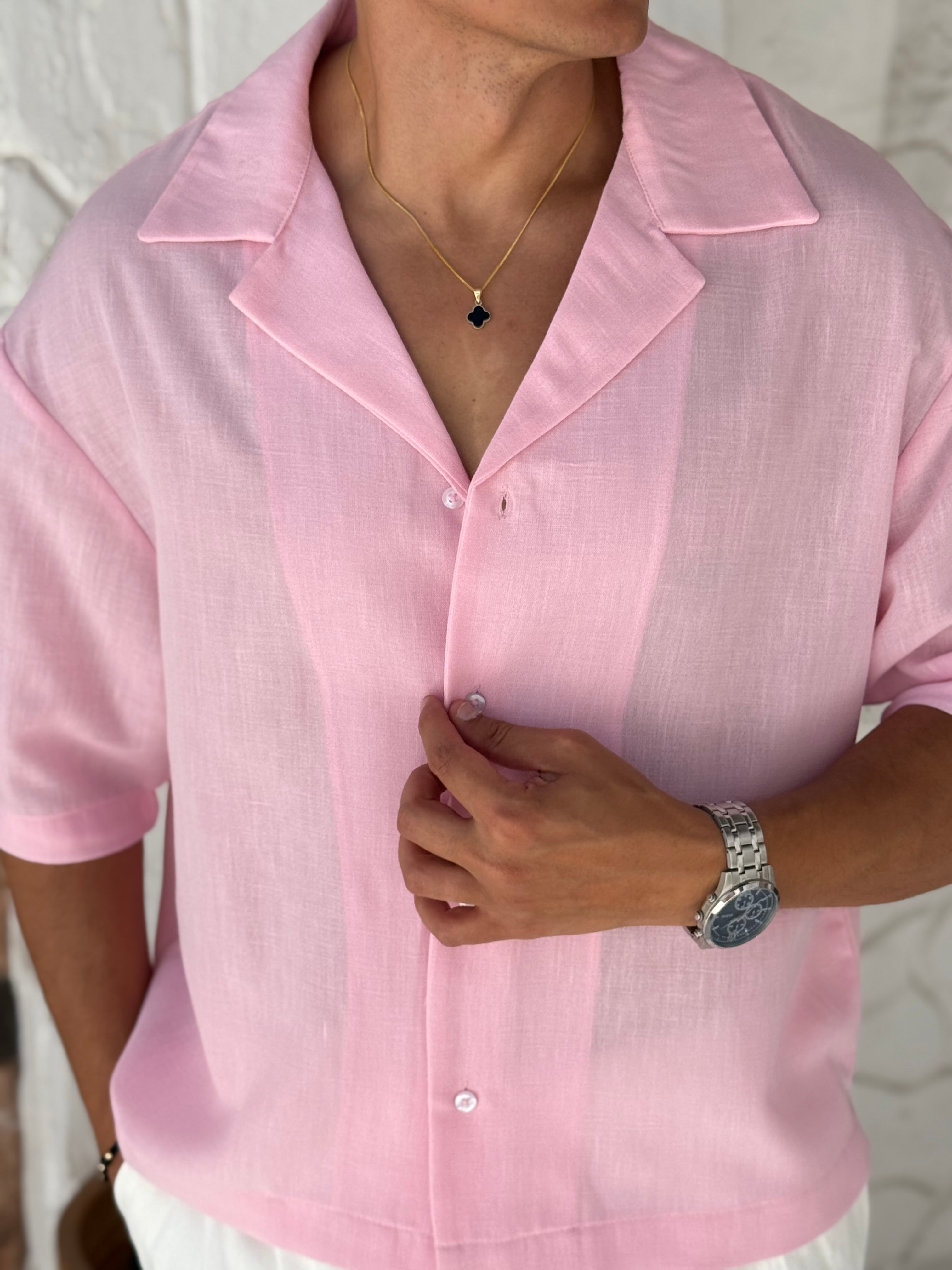 Linen shirt with half sleeves