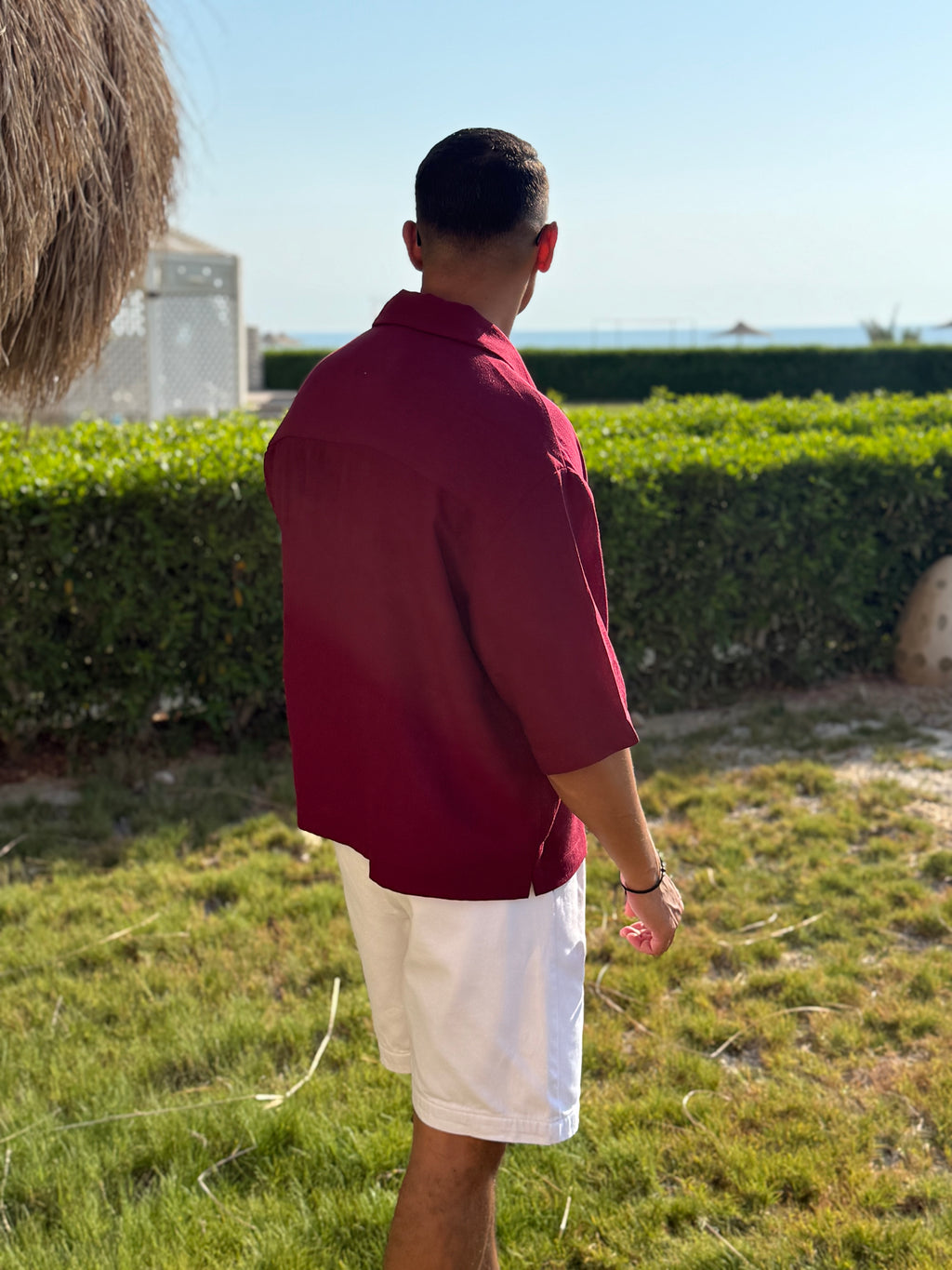 Linen shirt with half sleeves