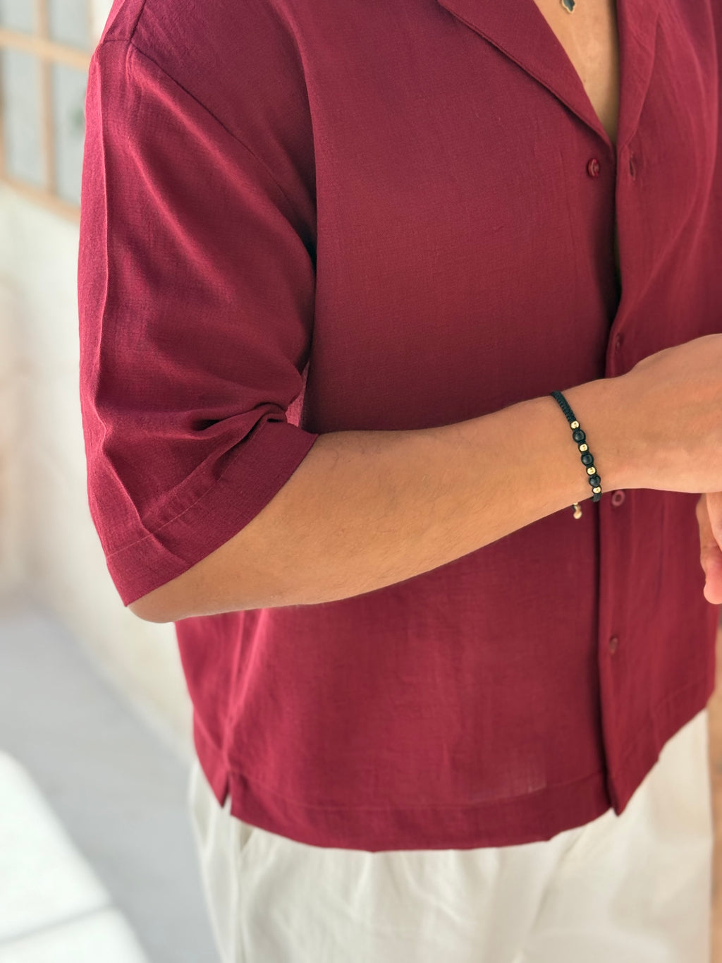Linen shirt with half sleeves