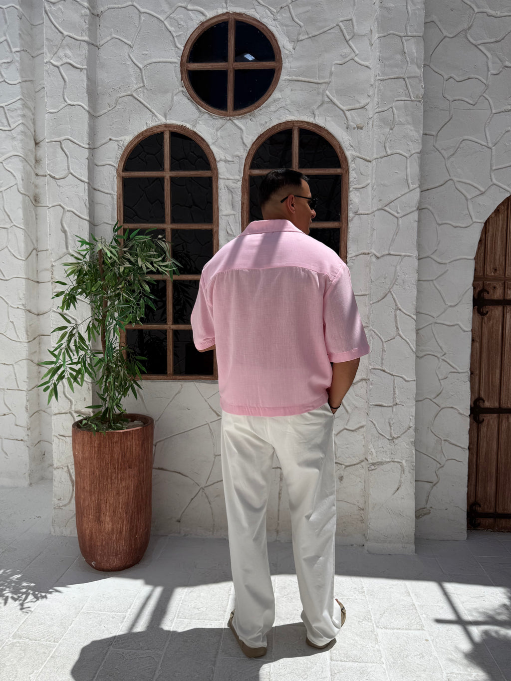 Linen shirt with half sleeves